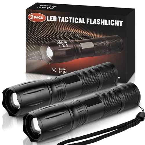 Stocking Stuffers for Men Adults - Christmas Gifts for Men Dad Boyfriend 2Pcs Zoomable LED Flashlights Bright Tactical Torch High Lumens w/5 Modes Outdoor Fishing Hiking Hunting Camping Essentials