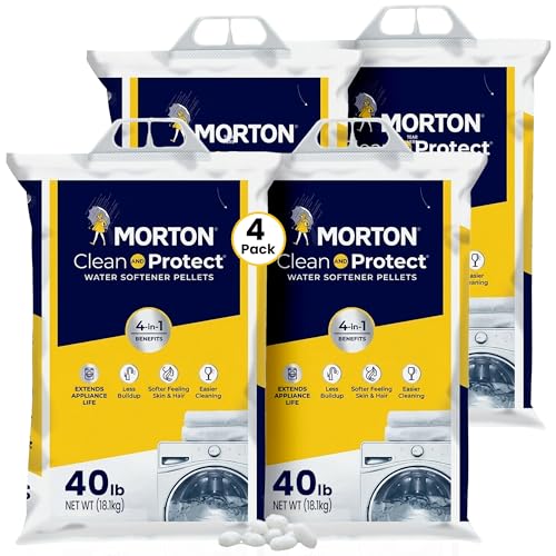 Morton Water Softener Salt Pellets 4-Pack, 40 lb Bags - Softens Hard Water