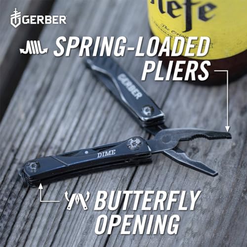 Gerber Dime 12-in-1 Mini Multitool Pliers with Pocket Knife & Bottle Opener - Black