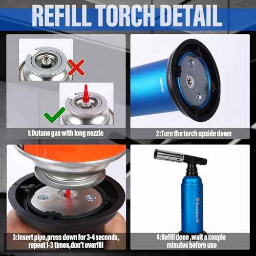 Hotdevil 20g Big Butane Torch Refillable Soldering Industrial Torch Adjustable Single Flames Blow Cooking Torch Lighter with Safety Lock for Soldering Baking Welding DIY Crafts(Butane Gas Not Include)