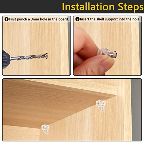Sazoemao 5mm Clear Plastic Shelf Support Pegs - Set of 20, Durable Cabinet Shelf Pins for Kitchen and Furniture
