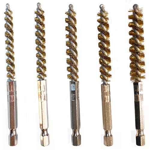 Brass Pipe Hole Barrel and Tube Brush 4'' Overall X 2'' Brush Part X 6MM Dia, 7MM Dia, 8MM Dia,9MM Dia, and 10MM Brush DIAMTER 5 Pieces Set