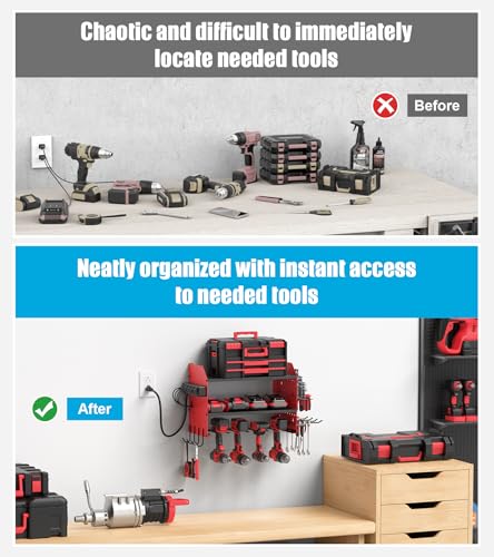 CCCEI Red Modular Power Tool Wall Organizer with Charging Station - 1 Pack