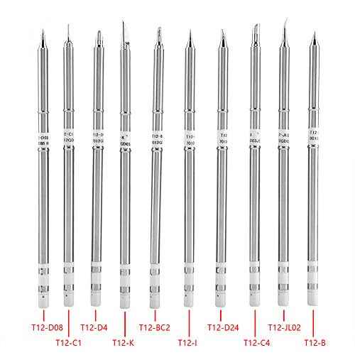 Hakko Fx-951 Tips T12 Soldering Station T12 Series Soldering Iron Tips Solder Welding Tool Replacement Tips for FX-951 Rework Station(10PCS)
