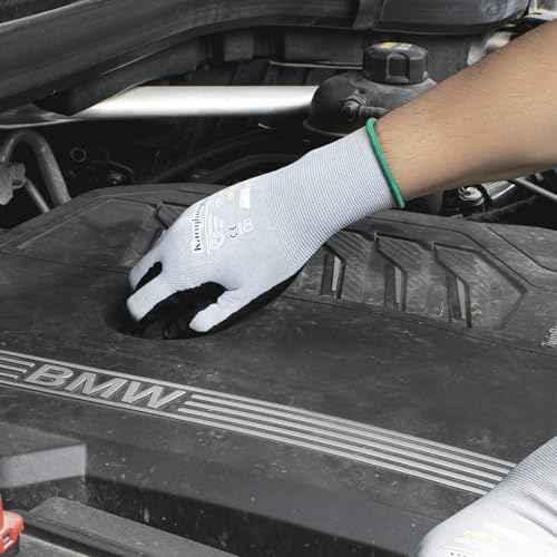 3-Paris Medium Work Gloves for Men and Women, Nitrile Coated Safety Protective Gloves with Grip, Ideal for Gardening, Warehouse, Mechanic, Light Duty Construction Work