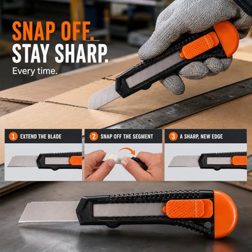 REXBETI 12-Pack Heavy-Duty Retractable Utility Knives with 18mm Blades - Office & Home Use