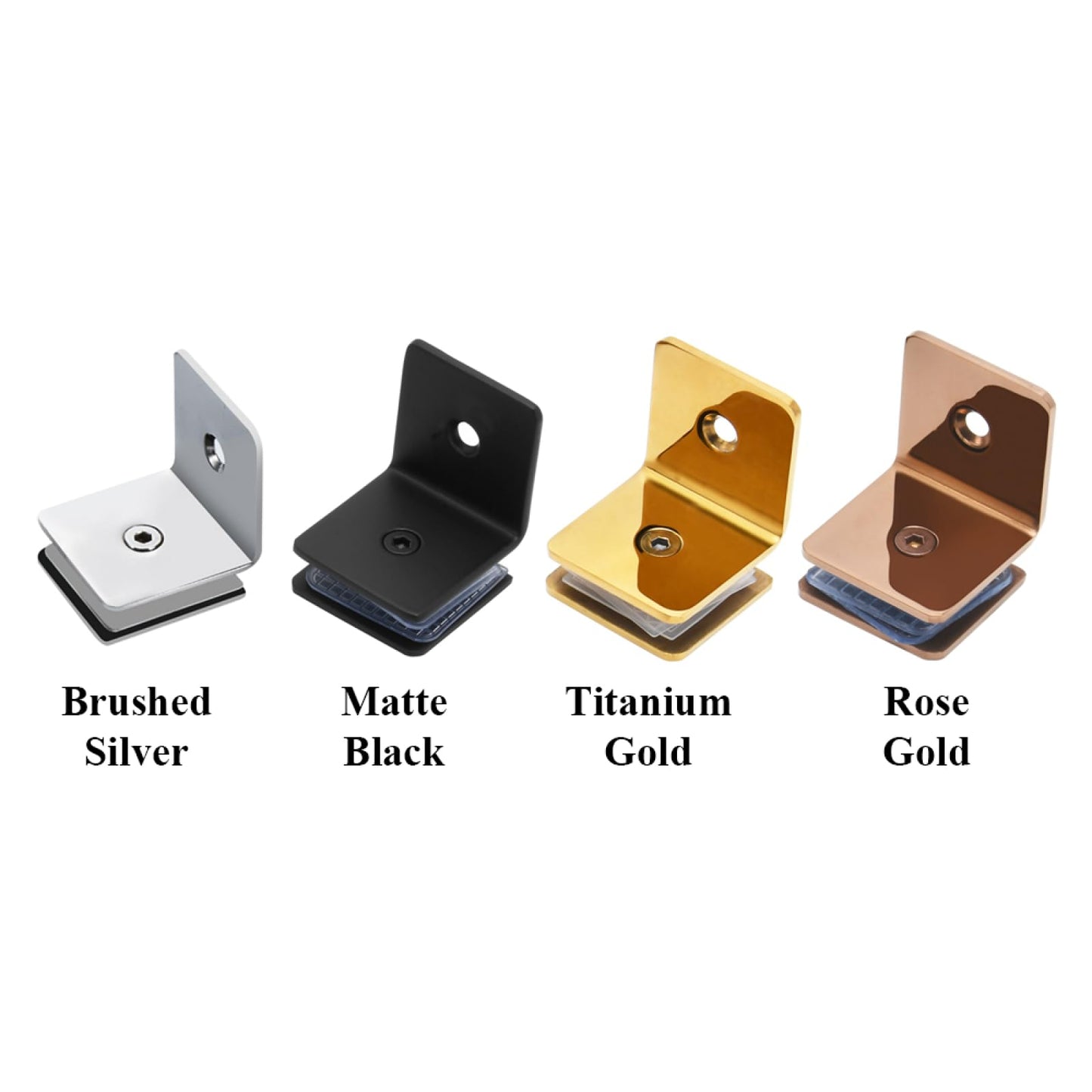 TopHomer 90 Degree Stainless Steel Glass Clamp, Single Side Square Glass Shelf Support Fixed Clamp for Bathroom Shower, Display Cabinet (Matte Black)