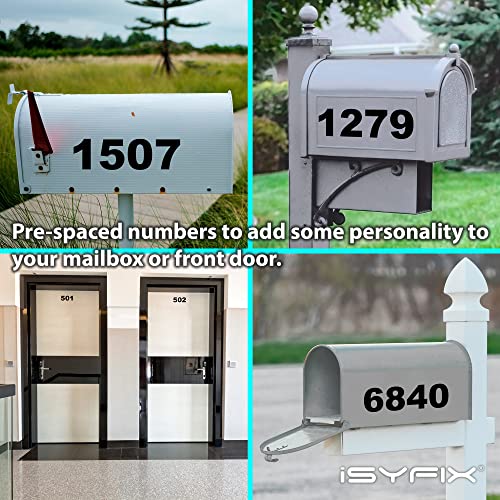 iSYFIX Black Vinyl House Number Stickers 4 Inch Self-Adhesive Decals Set of 2