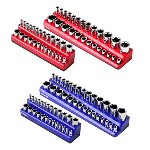 NOEAIKE 4-Pack Magnetic Socket Organizer Set 3/8 in & 1/4 in SAE & Metric