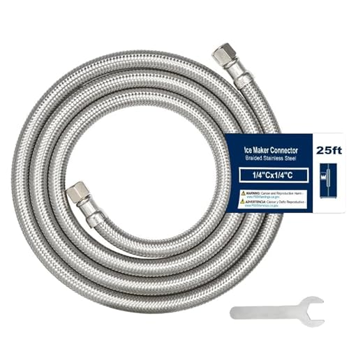 25ft Ice Maker Water Line 1/4" Quick Connect - Universal stainless braided