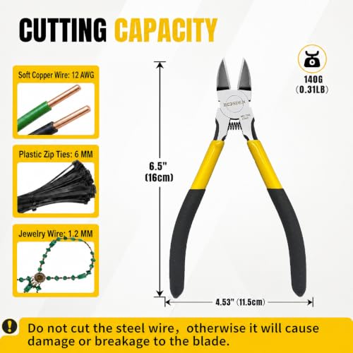 BOOSDEN 6.5-Inch Diagonal Wire Cutter Pliers - Professional Snipping Tool (1 Pack)