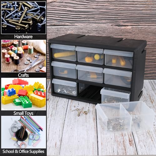 Morcte 9-Drawer Parts Storage Cabinet – Small Parts Organizer, Wall or Desk Top