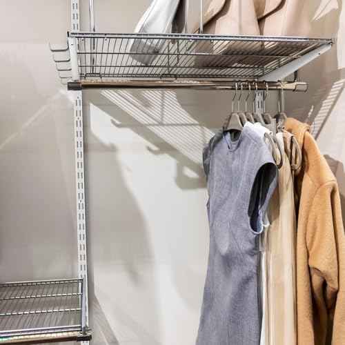 2 Pcs Twin Rail Upright Wall Shelving System 25 Inch with 6 Pcs Adjustable Shelf Bracket 11.5 Inch Heavy Duty Storage Rack Metal Support System for Kitchen Closet Home Indoor(White)