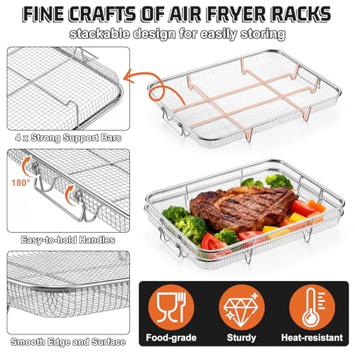 P&P CHEF 11.8 In Air Fryer Basket Set (3 Pieces) for Oven & Air Fryer, 11.8 x 9 x 2 Inches