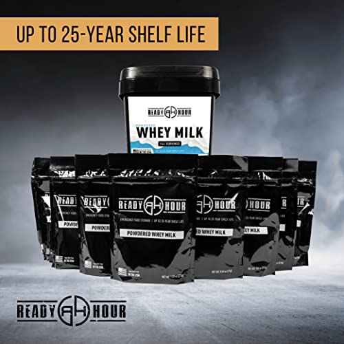 Ready Hour Bulk Freeze-Dried Whey Milk Powder - Non-Perishable Emergency Food, 144 Servings, 25-Year Shelf Life