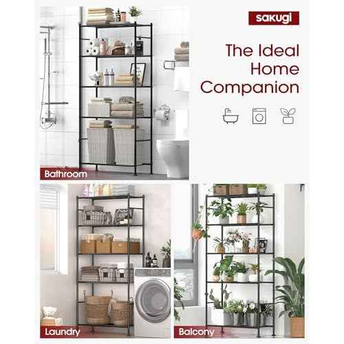 Storage Shelves - 5 Tier Shelf Organizer, Heavy Duty Garage Shelving Unit with Leveling Feet, Stable Metal Shelves Organizer for Pantry, Kitchen and Closet, 33.0" W x 12.6" D x 72.0" H, Black