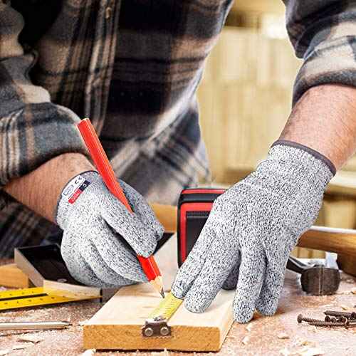 Cutting Gloves, 2 Pairs Cut Resistant Gloves, Cut Proof Gloves Kitchen, Cutting Gloves for Chef, Cut Gloves, Grey