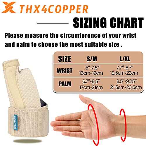THX4COPPER Thumb & Wrist Stabilizer Splint for Blackberry Thumb,Thumb Pain Relief for Arthritis,Sprained,Tendonitis,Carpal Tunnel,Breathable&Stable,S-M(Beige)
