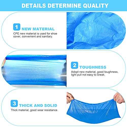 200Pcs/100Pairs Waterproof Shoe Covers Disposable Non Slip, Disposable Shoe Covers for Indoors, Premium Shoes Protectors Boot Covers, CPE Plastic Shoe Booties for Shoes Covers, Fit All Men&Women DHOOZ