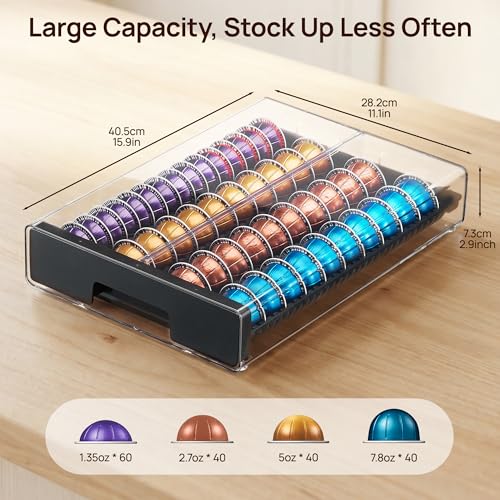Vtopmart Black Vertuo Pod Drawer Organizer for Nespresso Vertuo Pods