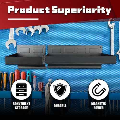 STXDY 4PCS Magnetic Toolbox Shelf, Magnetic Toolbox Tray Set,Black Matte,Extra Strong Magnetic for Garages, Repair Shops and DIY