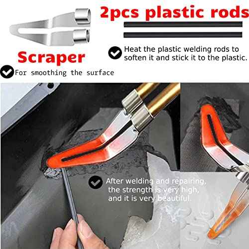 Plastic Welder,2 in 1 Plastic Welding Repair Kit with 1000pcs Hot Staples,2pcs Plastics Welding Rods,knife,Plier, Hot Staples Weld Gun Repair Kit for Car Bumper And Most Plastics(Black)