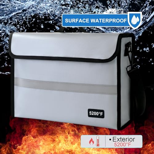 Fireproof Document Organizer - Waterproof & Fireproof Document Box for Home, Office & Travel (White-01)
