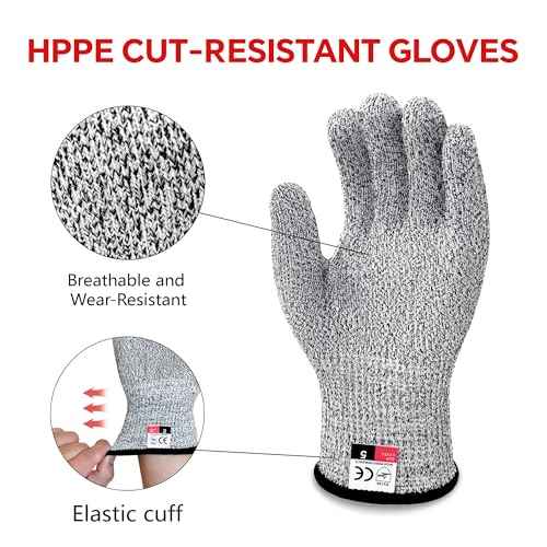 ZEEGO Level 5 Cut Resistant Gloves for Kitchen & Meat Processing, Machine Washable, Food Grade, Ambidextrous, for Butcher, Oyster Shucking, Outdoor Use (Size L)