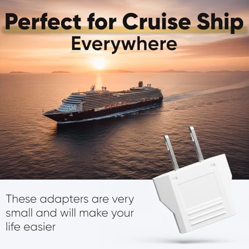White 2-Pack European to US Travel Plug Adapter 220V to 110V Converter