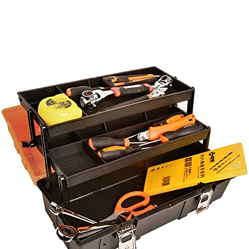 17-Inch Three-Layer Plastic Storage Box/Tool Box/Sewing Box Organizer, Multipurpose Organizer and Portable Handled Storage Case for Art Craft and Cosmetic (Style A)