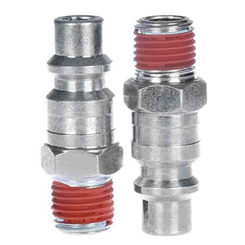 WYNNsky Industrial Air Plug Set, 3/8 Inch Body Size, 1/4 Inch NPT Male Threads Size, 2 Pieces Steel Air Compressor Accessories Hose Fittings