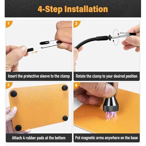 Magnetic Helping Hands Soldering Station, Third Hand Soldering Tool 4 Flexible Arms Solder Holder Helping Hand for Electronic Repair Soldering Jewelry Crafts