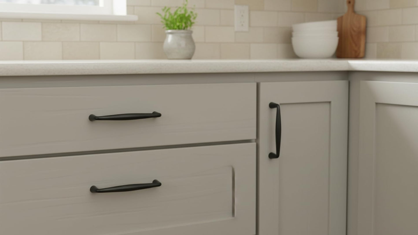 Alzassbg Matte Black Cabinet Pulls and Handles 10 Pack, AL3506MB