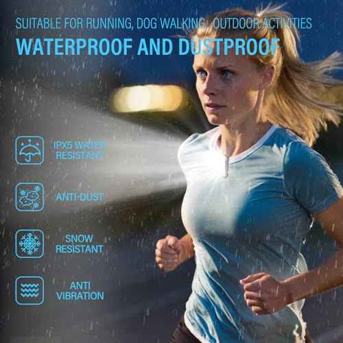 Yaklim Clip On Flashlight, Rechargeable Running Lights for Runners Portable Hands Free Flashlight for Walking Dog, Safety Light for Walking at Night, LED Work Light Warning Flashing Camping(1Pcs)