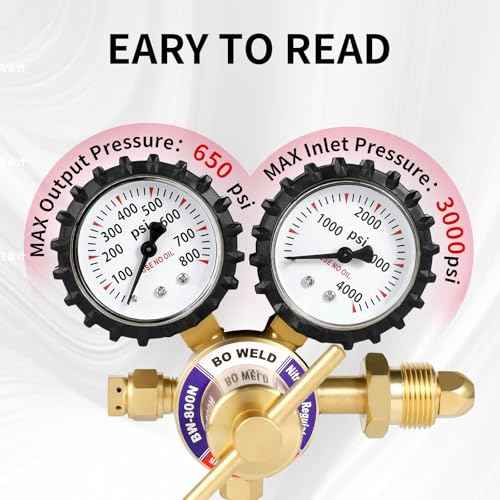 BO WELD Nitrogen Regulator with 0-800 PSI, CGA580 Inlet Connection and 1/4'' Male Flare Outlet Connection Gauges£¬Nitrogen Tank Regulator with 5Ft Refrigeration Hose