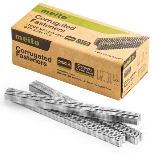 Meite Corrugated W Staples 3/8-Inch Length, 1/2-Inch Crown, 3,500 PCS (Variation: 3/8")
