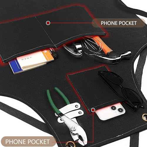 Apron for Women and Men - Adjustable Vintage Distressed Cotton Bib Aprons with Large Pockets for Cooking