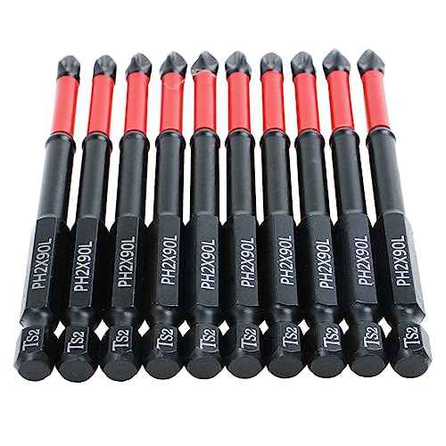 AUTOTOOLHOME 10 Pack Phillips PH2 Magnetic Anti Slip Screwdriver Bit Set 3-1/2" Length TS2 Anti-Slip Long Drill Bits Impact Driver Bits