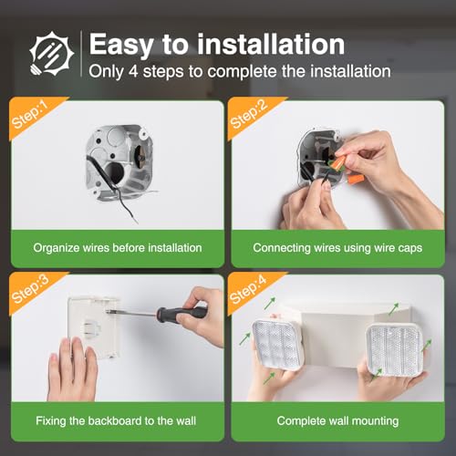 FREELICHT 4 Pack Emergency LED Lights with 90-Minute Battery Backup - Square Heads for Business & Home Safety