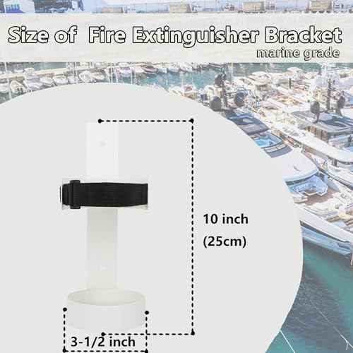 Boat Steel Fire Extinguisher Bracket,304 Stainless Steel Mounting Bracket with Adjustable Straps, Heavy Duty Fire Extinguisher Metal Bracket Compatible with Fire Extinguishers(White/Silvery) (White)