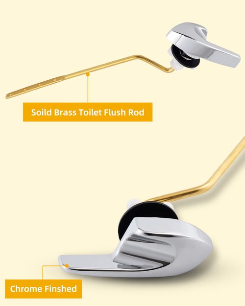 iFealClear Universal Brass Toilet Tank Flush Lever Handle, Side/Angle Mount Toilet Handle Compatible with Kohler K-GP30324-CP, Stainless Steel Flapper Chain, Chrome