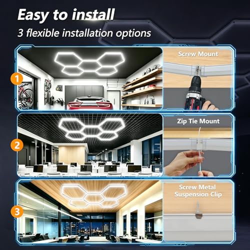 Bevenus 5-Grid Hexagon Garage LED Light 168W 6500K Super Bright Ceiling Fixture