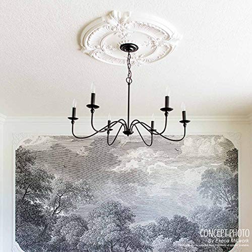 Ekena Millwork CM13BR2 13"OD x 7 1/2"ID x 3/4"P Bradford Classic Ceiling Medallion, Fits Canopies up to 8-5/8", 2 Piece
