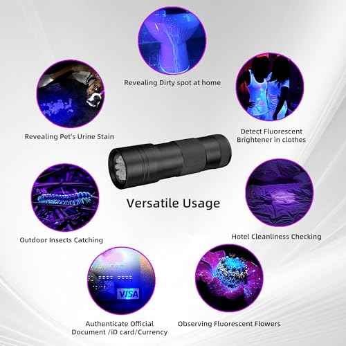 UV Flashlight Black Light?Small Portable Mini 12 LED Blacklight Flashlight for Hidden Stain Detection in Room, Resin Curing,Scorpion & Bed Bug Find,Pet Urine & Dry Stain Detection/Carpets/Rugs/Floors