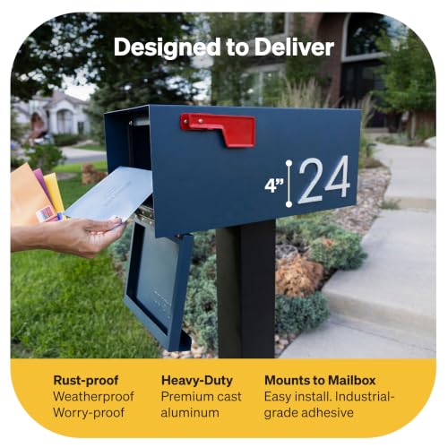 Adoorn Silver 4 Inch Mailbox Numbers - Number 1, Weatherproof Metal Stick-On Address Sign