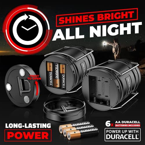 GearLight Black Camping Lantern - Portable LED Battery-Powered Lantern with Magnetic Base & Foldable Hook for Emergency & Camping