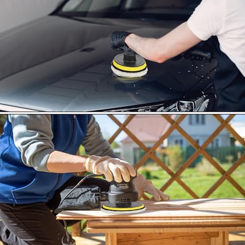 Wool Polishing Buffing Pad Set, 7 Pcs 3 Inch Car Polisher Buffer Drill Attachment with M10 Drill Adapter for Car Polishing Waxing Compound Cutting