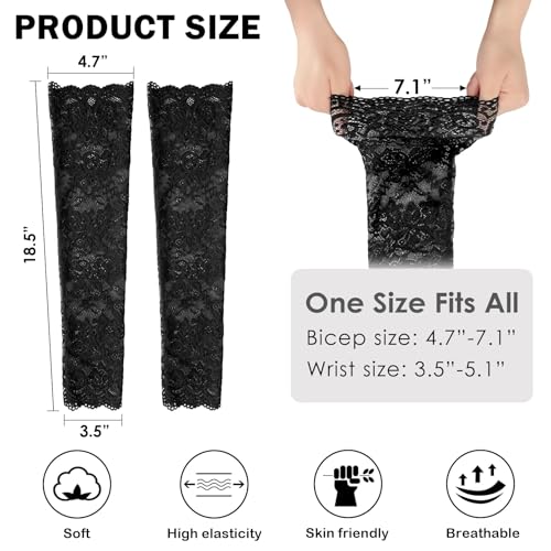 Lace Arm Sleeves For Women Wedding Sleeve, Floral Long Fingerless Lace Gloves for Bridal Party Prom Costume