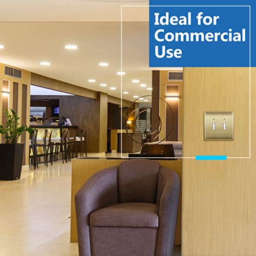 LIDER Brushed Brass 2-Gang Metal Wall Plate for Toggle Switches - Mid-Size