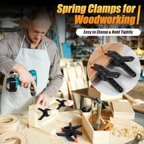 RELBRO Spring Clamps, 4.5 Inch Large Plastic Clips for Balloon Arch Backdrop Craft Decoration, Heavy Duty, Black, 10 Pcs